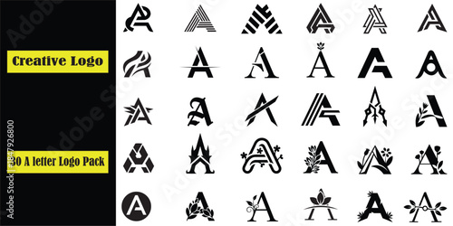 Mega logo collection, Abstract letter A logo design. icons for business of luxury, elegant, simple, creative.