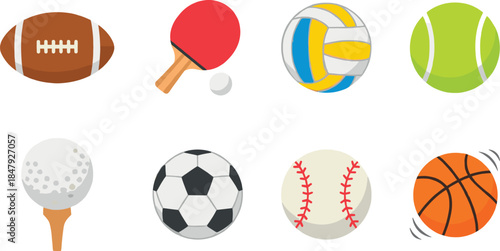 Sports equipment icons set