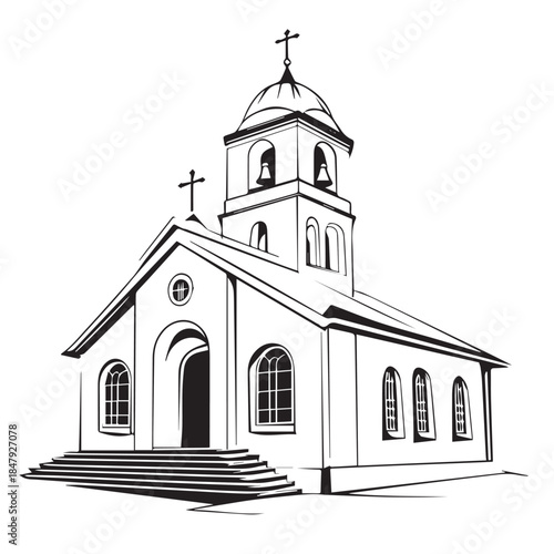 ancient church on white