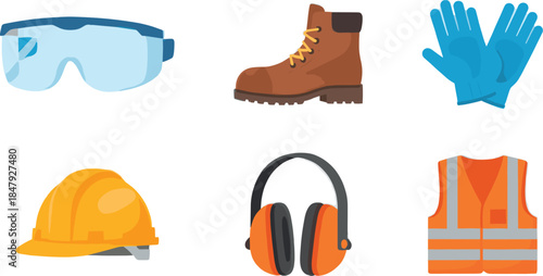 Construction and Industrial PPE Icons Set