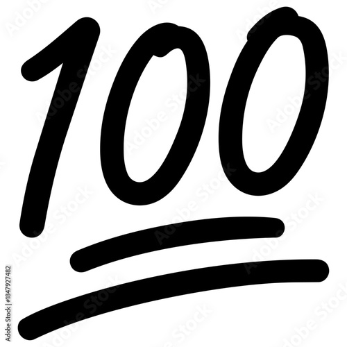 黒で描かれた手書きの100点マーク 学習成果や前進を表現 達成や成功、喜びの感情を象徴