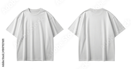 Blank White Oversized T-Shirt Mockup Front and Back View Isolated on Transparent