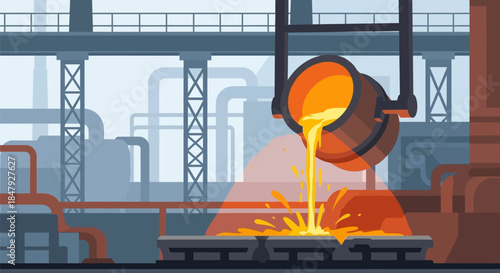 Industrial Foundry Metal Pouring Process