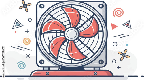Minimalist Cooling Fan Icon Flat Design Vector