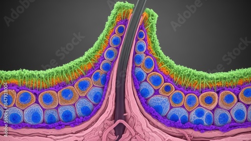 High Resolution Study of Cellular Proliferation in Human Hair Follicle for Dermatological Science