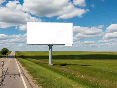 Empty billboard in open field