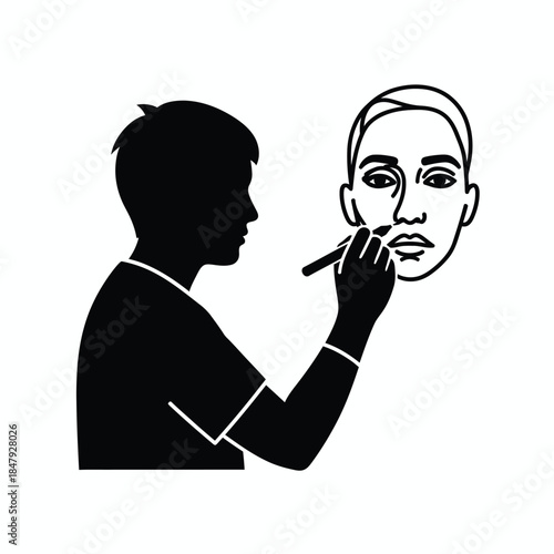 Artist painting portrait