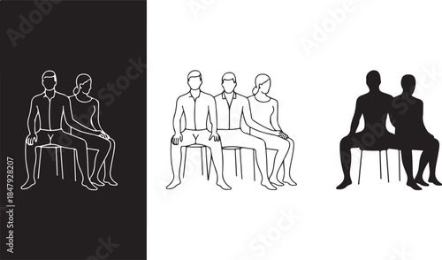  Variations of Seated Figures in Line and Solid Styles