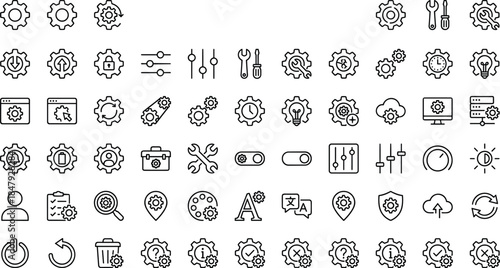 settings, gear, tools, icons, vector, system, UI, interface, configuration, maintenance, control, software, user, sliders, toolbox