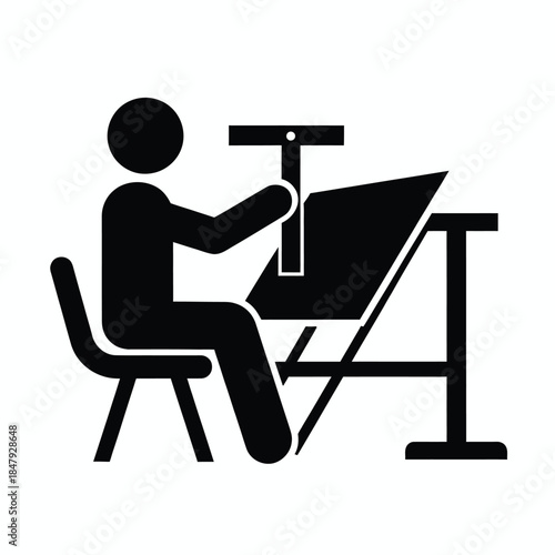Person working on drawing table