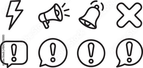 Warning and Notification Outline Icons Collection