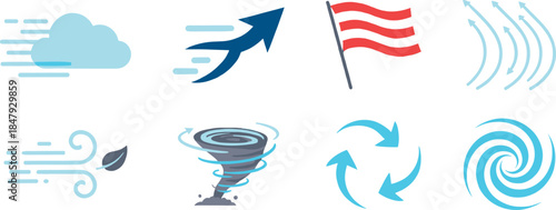 Wind and weather minimalist icons set