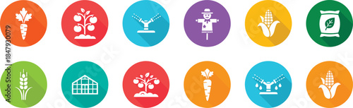 Agriculture flat icons set