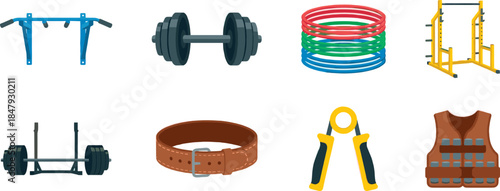 Gym and Fitness Equipment Icons Set