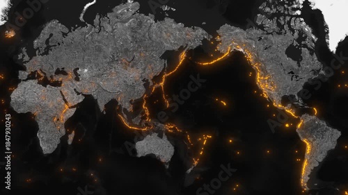 Pacific Ring of Fire Volcanoes Map Animation