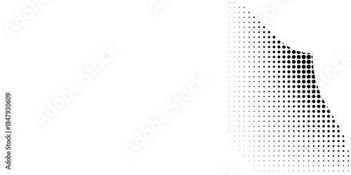 Abstract halftone pattern with gradual transition of black dots on white
