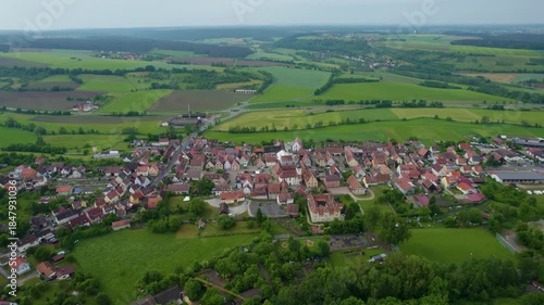 Wallpaper Mural Aerial panorama view of the old town city Neuhof an der Zenn in Germany, Bavaria on a sunny spring day. Torontodigital.ca