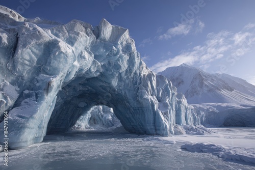 Wallpaper Mural Majestic Ice Mountain Arch: A Colorful Daytime View of Tellbreen, Svalbard's Glacial Geology Torontodigital.ca