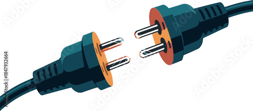 Electric plug connection illustration — power cable concept