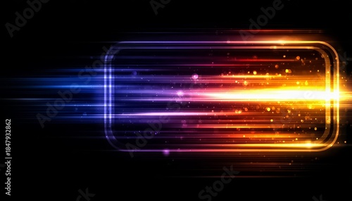 Colorful, glowing, and abstract image of a square with a white border. The image is full of bright colors