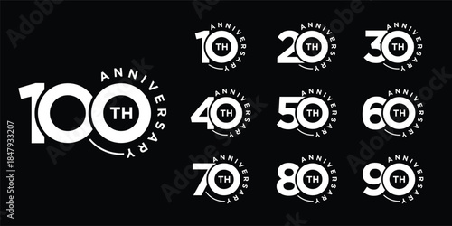 Collection of anniversary logo design. Celebration day special vector symbol icon concept