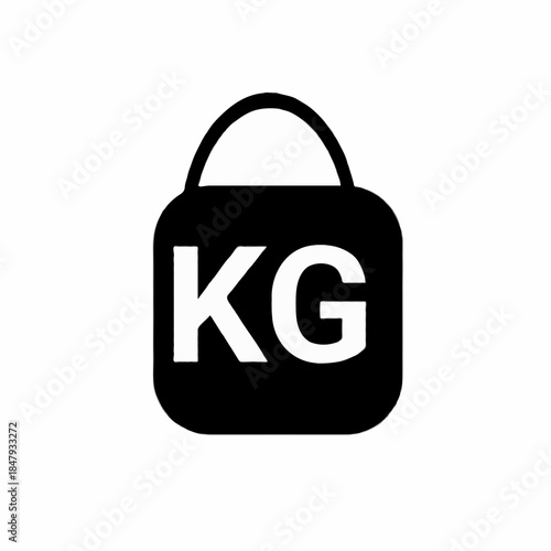 Modern black kilogram weight icon with white KG letters