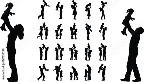 Ultimate Vector Silhouette Collection of Diverse People, Featuring Families, Musicians, Business Professionals, Laborers, and Fashion Models, Essential for Universal Human and Lifestyle Concepts.