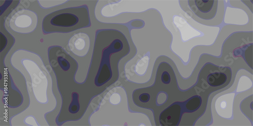 Smooth, organic abstract shapes in varying shades of gray and subtle purple outlines, creating a layered, topographical, or cellular pattern on a muted background