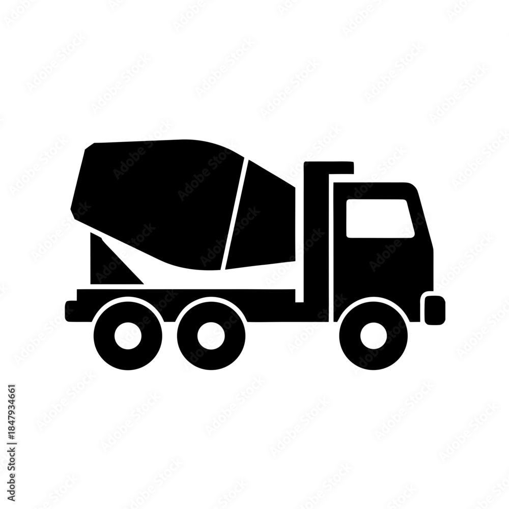 Fototapeta premium cement mixer truck icon black silhouette vector illustration on transparent background