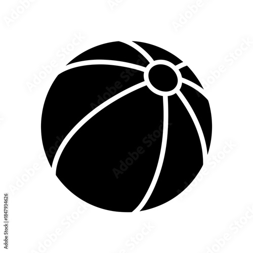 beach ball icon black silhouette vector illustration on transparent background