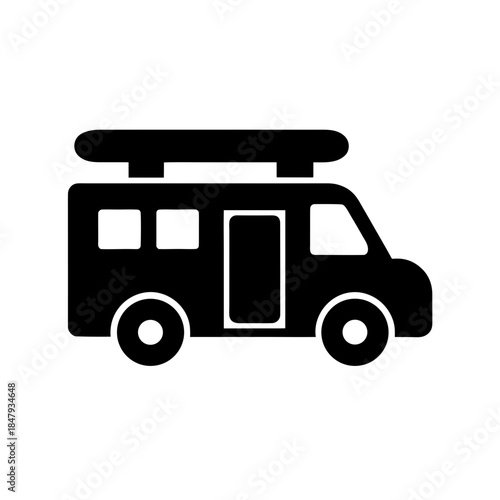 camper van icon black silhouette vector illustration on transparent background