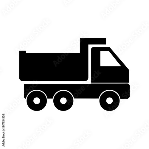 flatbed truck icon black silhouette vector illustration on transparent background