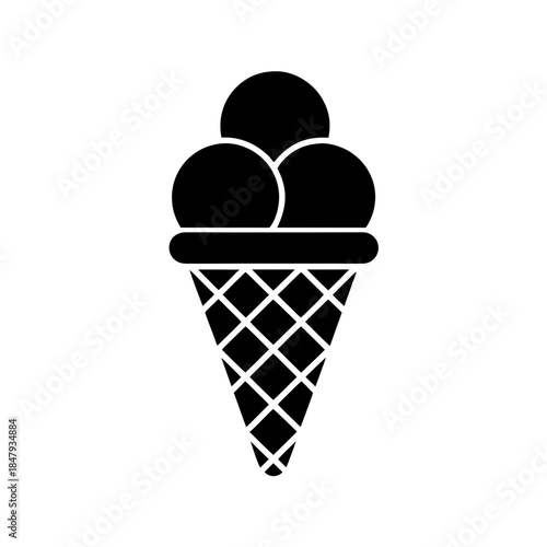 ice cream cone icon black silhouette vector illustration on transparent background