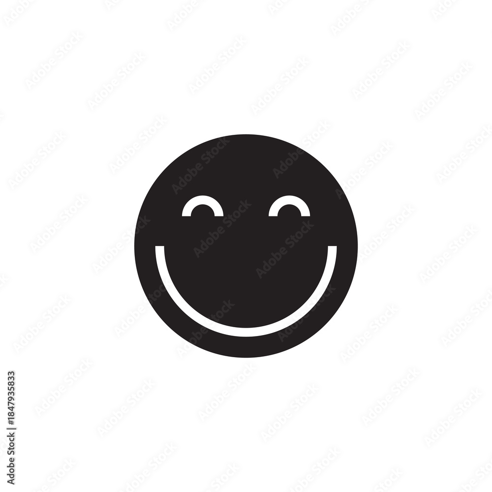 Fototapeta premium Solid Happy Face Emoji Icon with Simple Gentle Smile