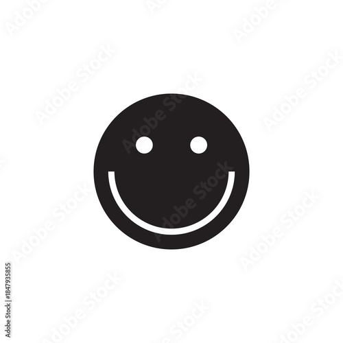 Simple Solid Happy Face Emoji Vector Icon Smiling