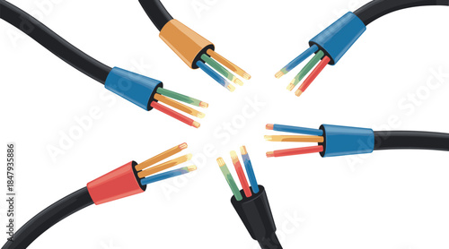 Fiber Optic Cables Illustration — Network Connection and Data Communication Concept