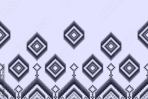 Ikat ethnic abstract geometric embroidery knitting element seamless on yellow background pattern. Native decorative design for fabric, fashion, texture, wallpaper, border, line, lace, decoration