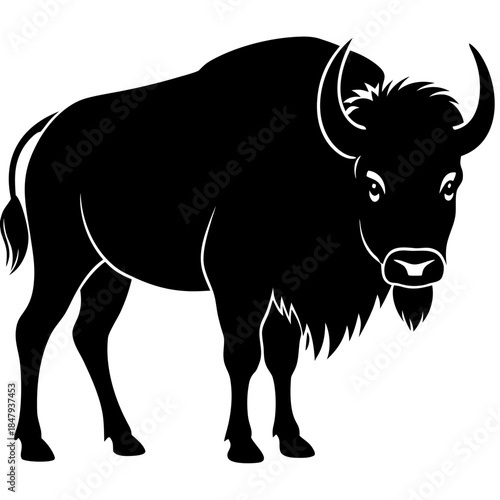 A cute black and white cow and bull vector illustration featuring a cartoon dairy calf and livestock silhouette isolated on white for farm and agriculture art
