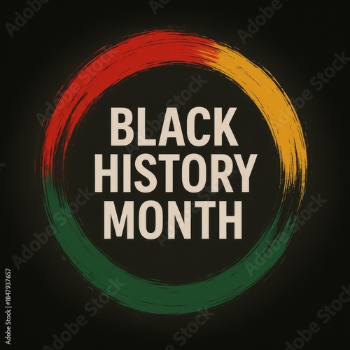 Black history month celebration logo with red, yellow, green colors