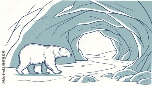 Polar bear in arctic cave