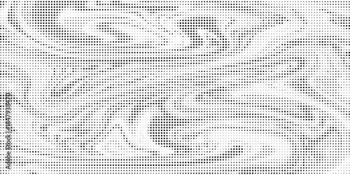 Grunge halftone gradient background. Faded grit noise texture. White and black sand wallpaper. Retro pixelated backdrop. Anime or manga style comic overlay. Vector graphic design textured template