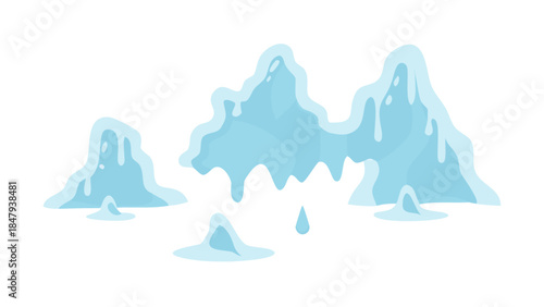 Melting ice formations