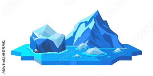 Floating icebergs in arctic waters