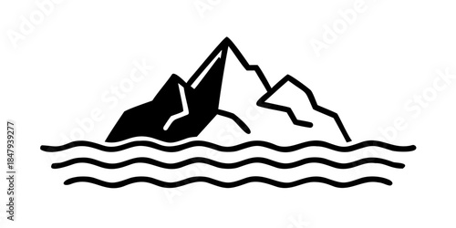 Mountain peak over water
