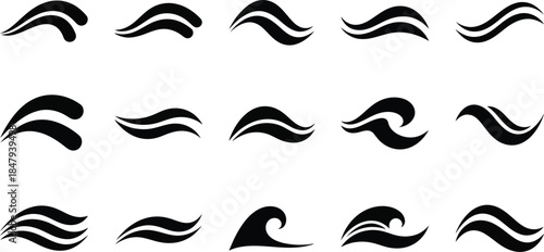 set of sea waves vector