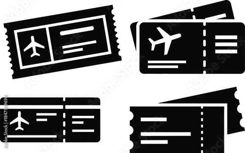 set of vector icons for airport boarding pass elements travel 