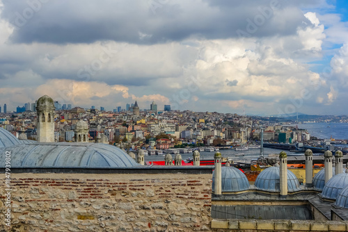 Panoramic view of Istanbul, Turkiye from Suleymaniye Mosque