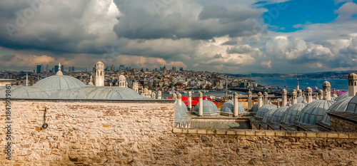Panoramic view of Istanbul, Turkiye from Suleymaniye Mosque