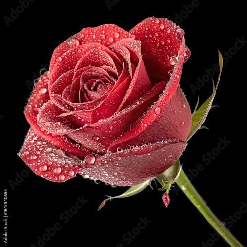 red rose with water droplets