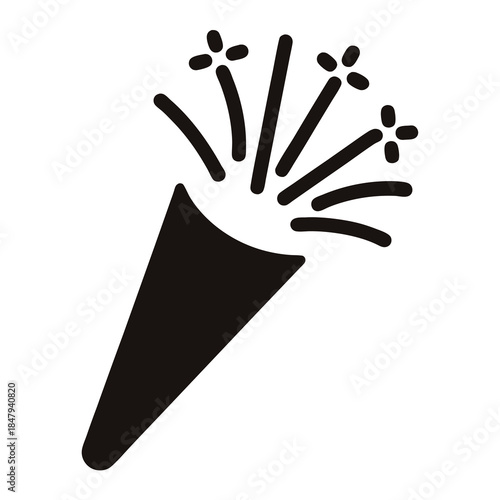 Celebration popper with fireworks and confetti for birthday party or holiday